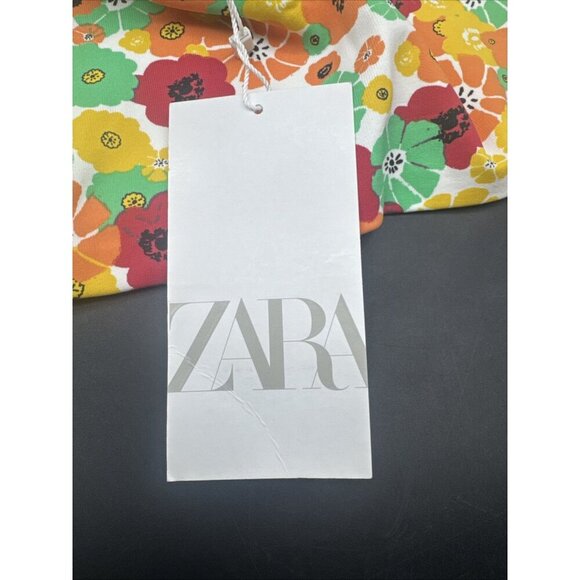 ZARA Women’s Colorful Retro Floral Cropped Top Bralette Sports Bra Sz L NEW - Picture 7 of 9